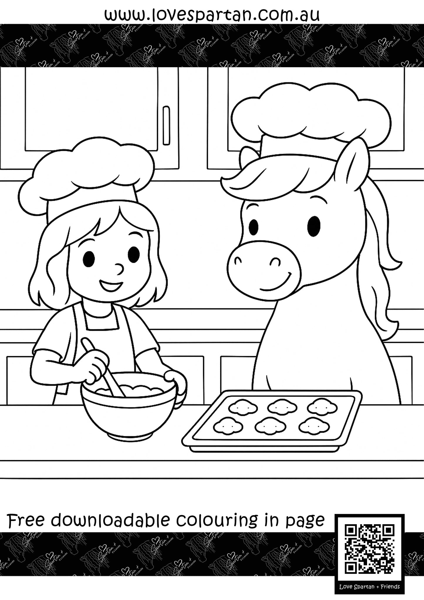 Colouring Page - Hazel and Spartan Cooking
