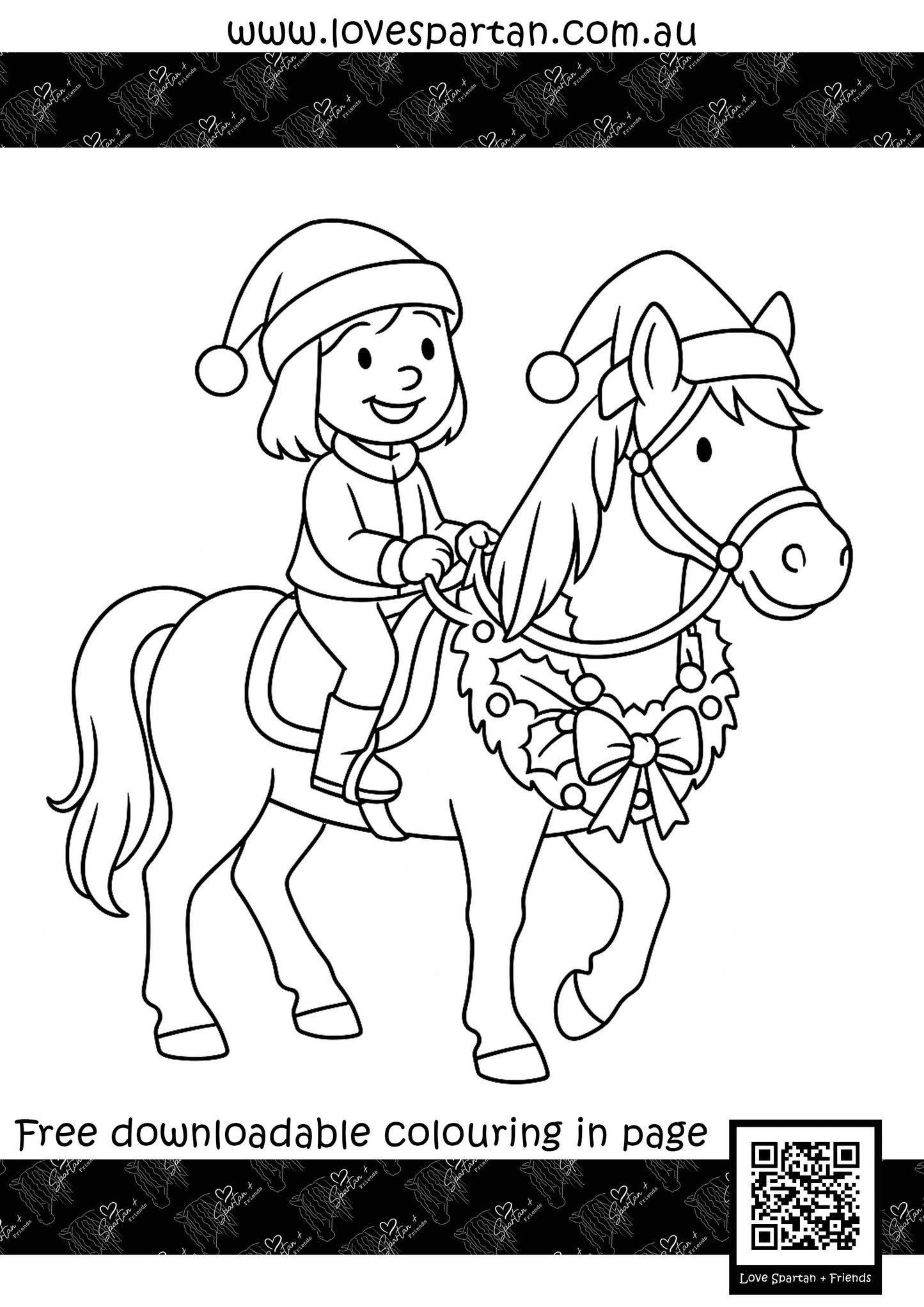 Colouring Page - Hazel and Spartan Christmas